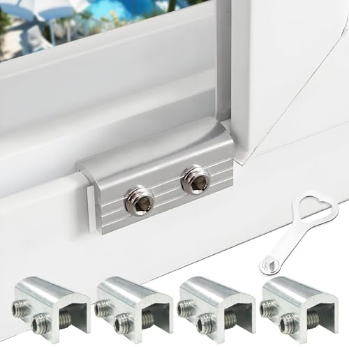Consss Sliding Window Locks, 4 Pack Window Locks with Key for Up and Down & Horizontal Sliding Windows Doors, Adjustable Easv to Install, Window Security for Patio Bedroom Home Office