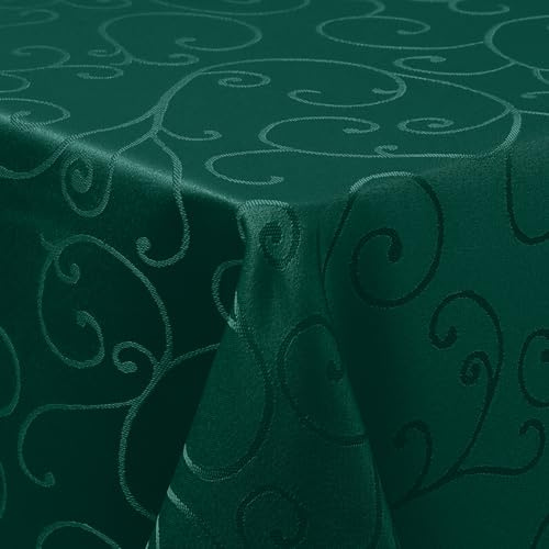 Homaxy Tischdecke Abwaschbar Jacquard Rechteckig 140x100cm, Dunkelgrün | Damast Design, Schmutzabweisend, Dick & Langlebig, Pflegeleicht Maschinenwaschbar, Für Küche Party Garten