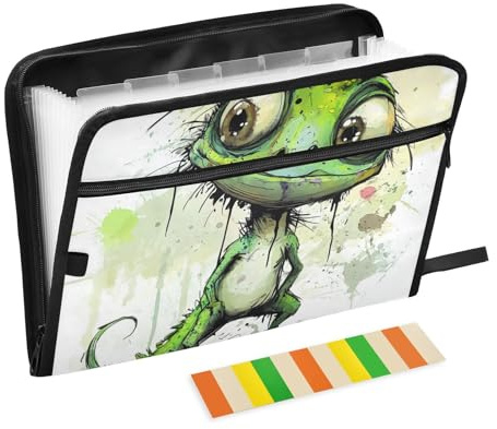 Zeichentrickmappe mit Taschen, 13 Taschen, A4, Briefgröße mit Reißverschluss, für Ordner mit Etiketten