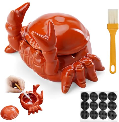 FuxFuis Cenicero Antiolor Cenicero Original Cenicienta Exterior de Mesa con Tapa Cenicienta Personalizado con 1 Cepillo de Limpieza + 12 Almohadilla Antideslizante para Salón, Oficina, Jardín