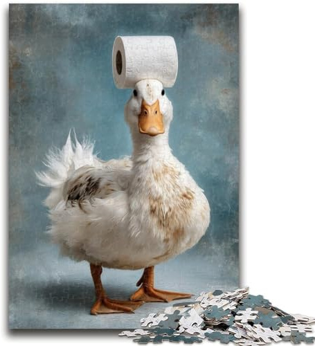 Puzzle 1000 pièces pour Adultes Canard et Papier Toilette Puzzles pour Adolescents, Jeu de Quiz Décoration Murale Cadeaux d'anniversaire et de Noël Uniques (26x38cm)