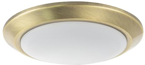 Happy Homewares Contemporary Antique Brass Flush LED Bathroom IP44 Ceiling Light Fixture | 15W with 900 Lumens Output | 20cm Diameter