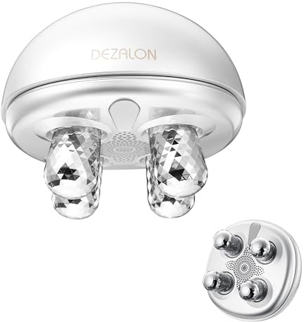 DEZALON Microcurrent Facial Device, Face Massager Tool, Eye and Neck Massager, Cosmetic Red Glow Mode, Face Roller, Beauty Tools for Relaxing Facial Massage and Skin Care Routine, Silver Color