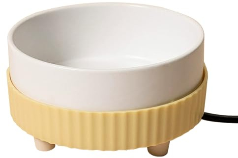 Pesoncarl Ciotola per Cani Riscaldata, Ciotola per Acqua Riscaldata da 350 ml per Cani, Fornisce Acqua Potabile in Inverno, Termica per Gatti Coniglio Pollo Anatra Scoiattolo Base Gialla
