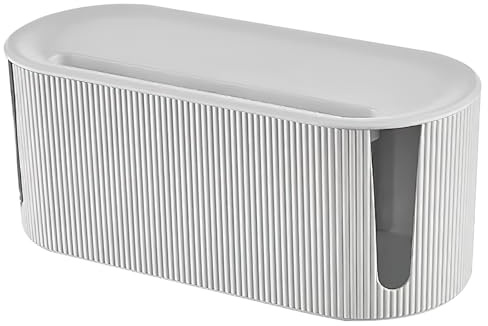 Scatola per cavi con coperchio, organizer per cavi, scatola – Ciabatta elettrica per riporre e nascondere i cavi – Scatola di gestione dei cavi in ABS per soggiorno e scrivania (bianco)