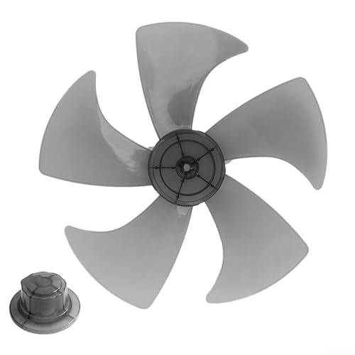 Für Standventilatorblatt 14 Zoll Kunststoff mit fünf Blättern und Mutterabdeckung, Ersatzteil für Standventilator, geräuscharmer Betrieb und hitzebeständiges Lüfterblatt (Transparent Schwarz)