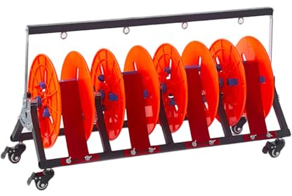 Distributore di Bobine di Filo Pieghevole con Ruote - Distributore di Cavi da 1 a 5 Assi, Contiene 4 Bobine Fino a 6 mm, organizzatore Portatile per Cavi e Fili