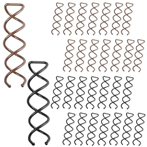 Huakaile 60 Pieces 1.96'' Alloy Spiral Bobby Pins with Rounded Tips, Non-Scratch Hair Spirals Screw, Corkscrew Spin Pins for Hair Bun Curl Styling DIY Women Twist Hairpin (Black & Brown)
