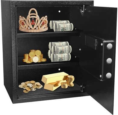 Coffre-fort de sécurité avec serrure à clavier numérique, grande boîte de sécurité, coffre-fort pour meubles, 2 séparateurs, coffre-fort numérique pour la maison, pour l'argent, les bijoux et les