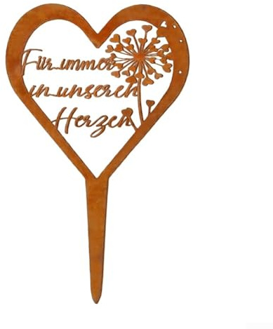 Marqueur commémoratif en acier inoxydable en forme de cœur avec motif floral complexe pour décoration de jardin et tombe