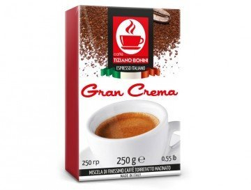 ​Bonini Gran Crema Ground Coffee – 4 x 250g Packs (1KG Total) – Italian Rich Espresso Blend with Cocoa & Hazelnut Notes