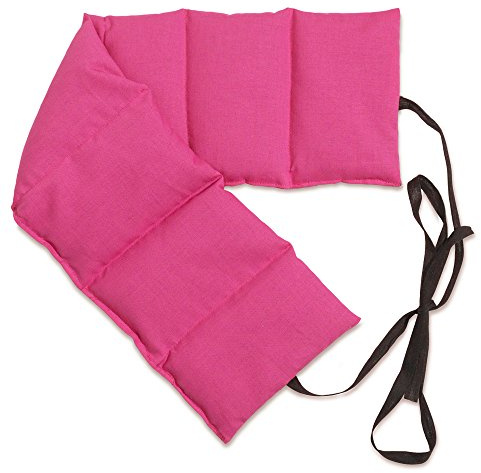 Coussin aux grains d'épeautre biologique compartimenté en sept avec sangles 65x15 cm - Bouillotte sèche - rose