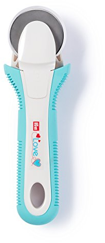 Prym Love 610473 Rollschneider „Omnicut“ – Ø 45 mm – ergonomischer Stoffschneider mit Sicherheitsmechanismus – für Patchwork, Quilten & Nähen – geeignet für Rechts- & Linkshänder – mint/weiß