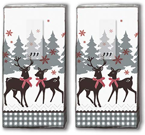 20 Taschentücher (2x 10) Taschentücher Reizende Hirsche/Reh / Winter/Weihnachten