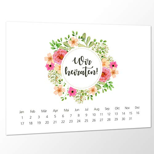 in due 10 x Save the Date Karte 'Blooming Love' Hochzeit Vorankündigung Postkarte