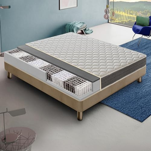 Materassiedoghe - Materasso Molle Insacchettate 900 Molle insacchettate 6 Cm Foam Ortopedico Alto 22 cm - zone di portanza differenziata - confortevole ed ortopedico (160x200 cm)