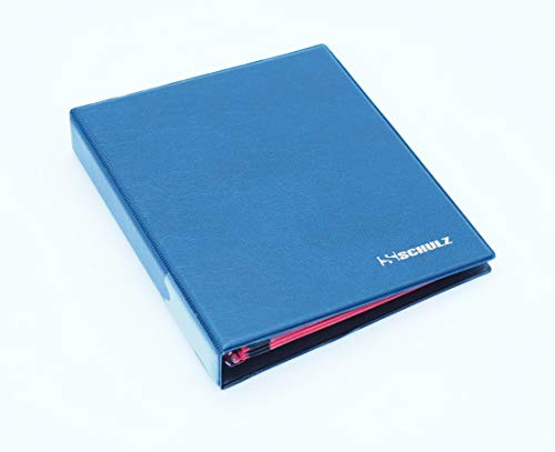 SCHULZ Münzenalbum typ.Hellas 23cm x 20,5cm Münz-Sammelalbum mit 10 Münzhüllen und roten Trennblättern für 200 Diverse Münzen, Roten Trennblättern und Index. (Blau)