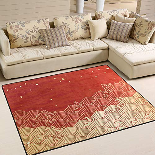 Use7 Teppich, japanischer Stil, für Wohnzimmer, Schlafzimmer, Textil, Multi, 160cm x 122cm(5.3 x 4 feet)