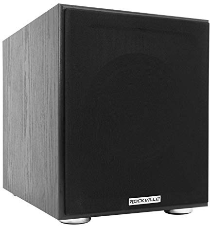 Rockville Rock Shaker 8 Black, 8 Powered Subwoofer, 400W, Deep Bass, Class-D Amp, RCA/Speaker Inputs, for Home Theater & Studio