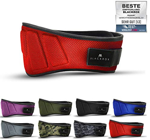 BLACKROX Gewichthebergürtel G1 Vergleichssieger Trainingsgürtel Fitness Gürtel Krafttraining bodybuilding Gewichtheben Powerlifting Gym Weightlifting Belt training Herren Damen (Rot, XL)