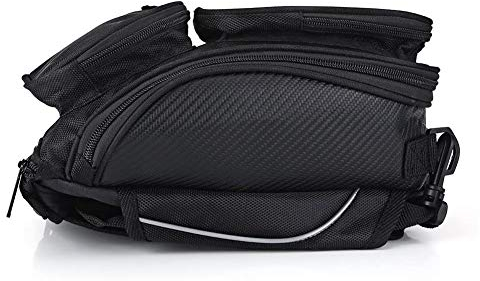 Sacoche de Réservoir Moto Étanche - Toile Oxford 1680D Multi Poches - 35,1 x 18 x 15 cm - Noir