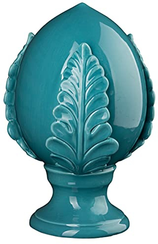 Baroni Home Pumo Pugliese Colorato, Pumo Decorativo in Porcellana Dipinta a Mano, Colore Turchese, Misure 17.5X17.5X27 cm