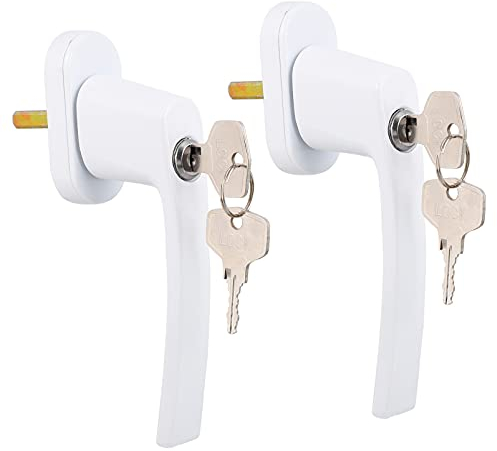 Cabilock 2 Sätze Fenstergriff Fensterverriegelungsgriff Greifen 7-förmige Griffschnallenschlösser Türgriff-schloss-kit Fester Verriegelungsgriff Metall Weiß Aluminiumlegierung Suite Kind