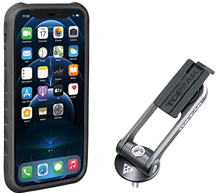 TOPEAK iPhone-Halterung+Case RideCase für iPhone 12/12 Pro, Black/Gray, mit Halter aus Aluminium und Fiberglas-Composite, in der Farbe Schwarz, Maße:, 15,4x7,9x1,49 cm, 39 g, 15800605