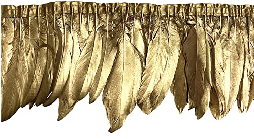 2 Meter Gold Silber getauchte Gänsefedern zur Dekoration auf Bandborten Fransenband Gänsefederbesatz DIY Handwerk Kleid Rock-Gold