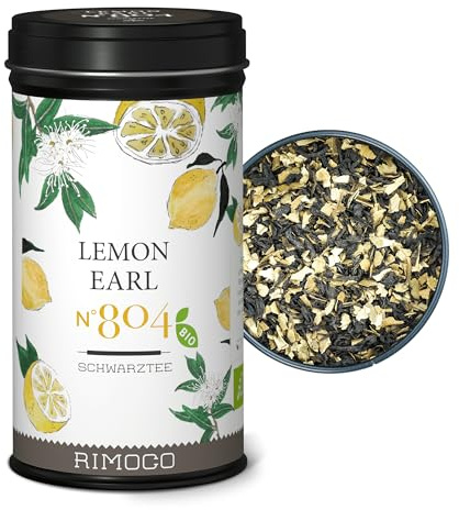 Rimoco N°804 Bio Tee 'Lemon Earl' - Earl Grey Schwarztee mit australische Zitronenmyrte | kräftig, zitronig, erfrischend | Bio Anbau (DE-ÖKO-007) | 85g in eleganter Teedose mit Aromadeckel