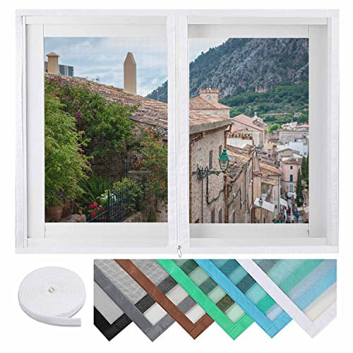 GBYUFG Fliegengitter dachfenster 125x155cm mit Reißverschluss Schneidbar Fliegengitter Insektenschutz mit Klettband Selbstklebend Ideal für Fenster, Weiß