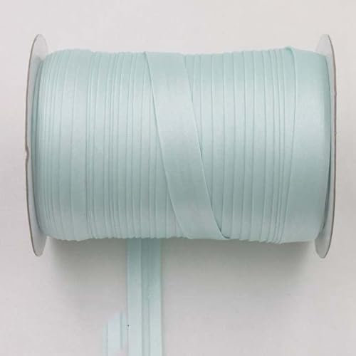 Polyester 5/8 Zoll (15 mm) Schrägband aus Satin, einfarbig, zum Nähen und Zuschneiden von DIY-Kleidungsstücken, 25 Yard/Rolle, 17 blauer Dampf, 15 mm