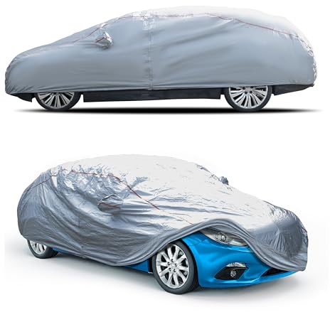 VOLAMONDI Autoabdeckung (483x178x120) wasserdichte Auto Abdeckplane aus besonders strapazierfähigem Material | winterfeste Autogarage | Outdoor car Cover