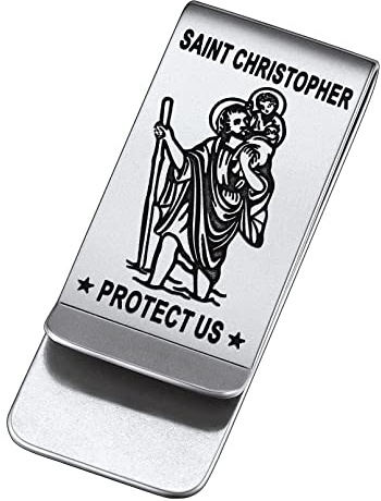 FaithHeart Pince à Billets Saint Christophe Homme Bijoux Religieux Money Clip en Acier Inoxydable