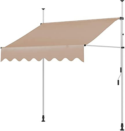 REALN Manuell einziehbare Terrassenmarkise für den Außenbereich, verstellbare Pergola-Schattenabdeckung mit UV-Schutz für Garten, Hof, Balkon, Fenster oder Tür (Color : Khaki a, Size : L:2.5m/8.2ft)