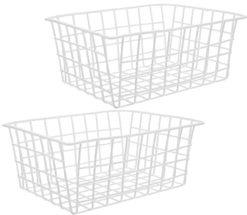 Luxshiny Cestino Freezer Pozzetto in Filo Metallico Organizer Congelatore 2 Pezzi Contenitore Per Frigorifero Cesto Per Verdure E Frutta 11.02X8.27X4.72 in Per Cucina E Dispensa