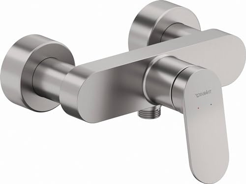 Duravit Wave Duscharmatur Aufputz für 1 Verbraucher, Badewannenarmatur mit Rückflussverhinderer, Einhebel-Brausemischer mit Keramikmischsystem, Edelstahl Gebürstet