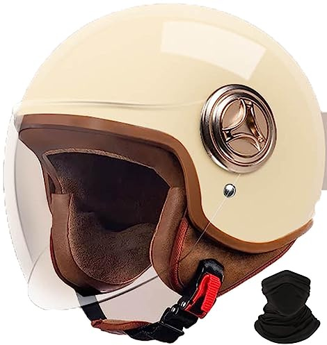 Retro-Motorradhelm, Rollerhelm mit Visier, offener halber Jethelm, Mopedhelm für Erwachsene Männer und Frauen, DOT/ECE-geprüft