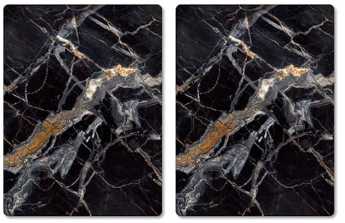 Pagnanno Hob Covers Chopping Board Pack of 2 - Versatile Kitchen Board Glass Worktop Savers - Heat Resistant Sink Boards, Worktop Protectors - Marble Effect Grey (Design 9, 50x40CM)