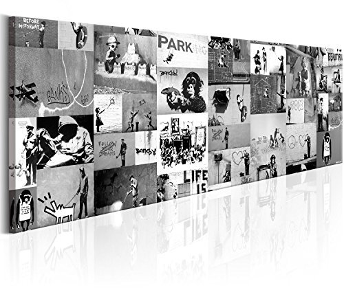 murando - Akustikbild Bilder Akustikschaum Hochleistungsschallabsorber Schallschutz Leinwand 1 tlg Wandbild Raumakustik Schalldämmung Banksy Collage i-C-0090-b-c