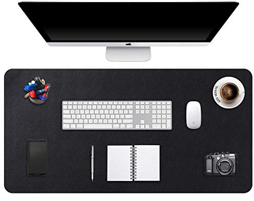 DOBAOJIA Sottomano da Ufficio, Tappetino da Tavolo, Tappetino Tastiera e Mouse, Tappetino PC Scrivania, per Casa/Ufficio, Pelle PU Impermeabile + Scamosciata Antiscivolo 120 x 60 cm (Nero)