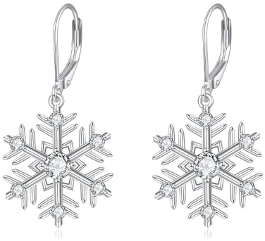 Damen Schneeflocke Ohrstecker 925 Sterling Silber Winterschmuck Erntedankfest Weihnachts Geschenk