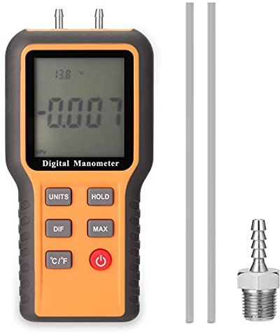 EKSED Manomètre numérique Écran LCD ℃ ℉ Commutable 12 unités de Pression Outil de Mesure de la température intérieure réglable Appareil de Mesure de la Pression des tuyaux