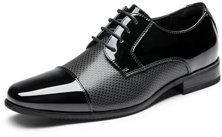 Bruno Marc Men's Patent Tuxedo Dress Shoes Classic Lace-up Formal Oxfords,Size 8.5,Black-PAT,SBOX2404M