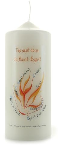 White Candle for Confirmation with Religious Quotes 15 x 6 cm – Devotional Candle – Christian Cult in Vegetable Wax