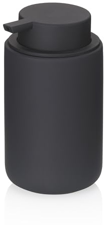 kela Seifenspender 300 ml SANA, Seifenspender schwarz Keramik, rutschfeste Oberfläche, Pumpflasche, Spülmittelspender, matt