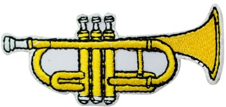 Aufnäher mit Trompeten-Motiv, Motiv: E-Gitarre, bestickt, zum Aufbügeln oder Aufnähen, Abzeichen für Kleidung usw., 9 x 3,5 cm