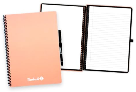 BAMBOOK Colourful Notizbuch - Rosa - A4 - Blanko & Liniert - Wiederverwendbares Notizbuch, Notizblock, Reusable Notebook, Löschbares Whiteboard-Notizbuch