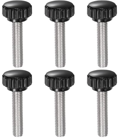 QUARKZMAN 6 Stück Rändelschraube mit Gewinde M8 x 35mm x 22mm Rundkopfschraube Edelstahl 304 Rundgriffbolzen Klemmknöpfe 22mm Handknöpfe Daumenschrauben Spannschraube für Industrie Maschine