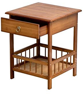 Modern Small Table Natural Material Bamboo Side Table is Now Simple Bedside Table Living Room Corner Multi-layer Organizer Easy Installation Living room and bedroom, terrace (Color : B) Full moon